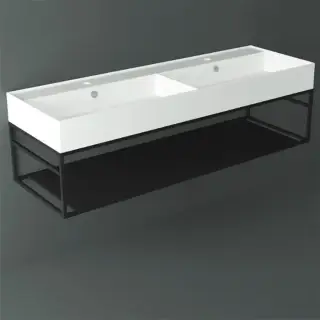 Simas Agile Структура металлическая 141x46xh28см, подвесная, для раковины с 1 отв., AG141, с 1 полкой, цвет: черный матовый