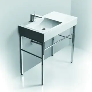 Simas Frozen Консоль 90х50см с 1 отв. выбитым вручную, напольная, цвет: белый