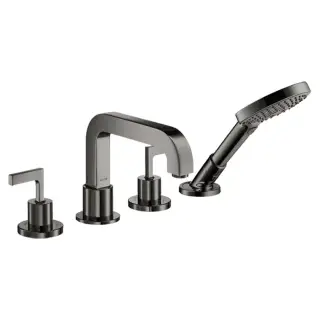 Axor Citterio Смеситель на борт ванны, на 4 отв., ручка: рычаг, с ручным душем, цвет: полированный черный хром