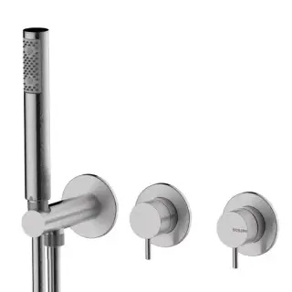 Bossini Nobu Встраиваемый монорыч. смеситель для душа, с перекл.на 2 вых, душ. набор Zen-Inox с гибким шлангом Cromolux 150 см., цвет: нержавеющая сталь