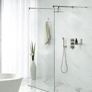 THG Hirondelles Platinum Stamped Душевой комплект: термостатический смеситель, ручной душ, верхний душ Ø30см, держатель с подводом воды и шланг 1500 мм, цвет: Polished nickel