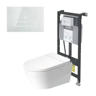 Duravit D-Neo Унитаз подвесной, безободковый, с сиденьем Sensowash, инсталляцией и клавишей, покрытие Hygieneglaze, цвет: белый