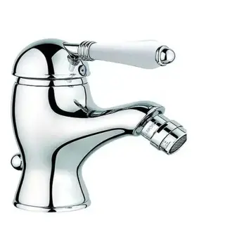 Nicolazzi P.m. Blanc Смеситель для биде, на 1 отв, с донным клапаном, излив: 107 мм, ручки белая керамика, цвет: хром