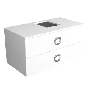 Simas Henges База под раковину подвесная 100x52xh52 см, с 2 ящиками, цвет: белый глянцевый