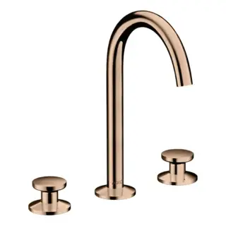 Axor One Смеситель для раковины Sel 170, на 3 отв., круглая ручка, с донным клапаном Push-Open, цвет: полированное красное золото