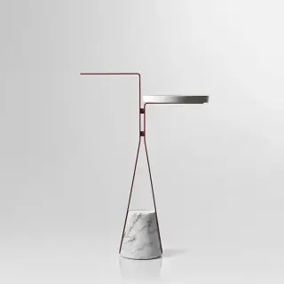 Antonio Lupi Halo Полотенцедержатель напольный 46х24х64см., база из мрамора Carrara satinato, столешн белая из Flumood, структ Veneziano goffrato