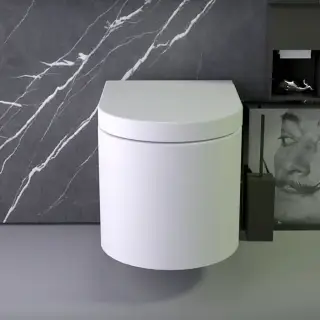 KNIEF Pearl Унитаз подвесной безободковый 56х39см в комплекте с сиденьем микролифт, цвет: белый матовый