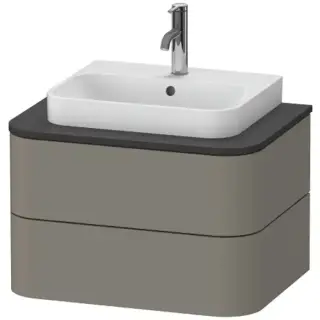 Duravit Happy D.2 Plus Тумба подвесная 65x55х40.8см, с раковиной и 2 ящиками, цвет: stone grey satin matt