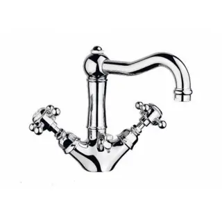 Nicolazzi Half Dome Смеситель для раковины с 2мя ручками, на 1 отв., с донным клапаном, излив 165мм, цвет: хром