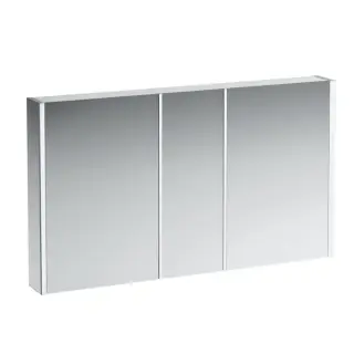 Laufen Frame Зеркальный шкаф 130x75см., LED-подсветка, алюминий, 3 двери, 2 розетки