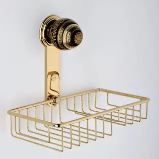 THG Marquise porcelaine noire Полочка металлическая, решетка, 24х13см., подвесной, цвет: золото/черный фарфор