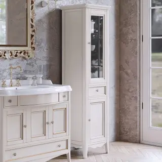 TW Veronica, Колонна 50.2/45x40/37.4 x h172см, 1выдв.ящик, 2 распашные дверки, доводчики Blum (петли справа-DX), напольная, цвет: VINTAGE, ручки: Riflesso бронза