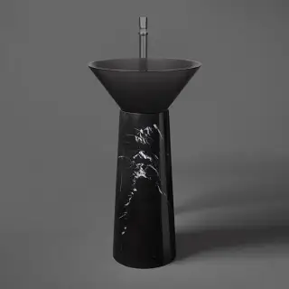 Antonio Lupi Albume Раковина 48х65 см, без отв., на пьедестале, Cristalmood, цвет: Fume/Nero Marquinia