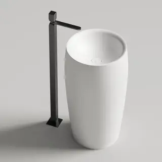 Salini Alda Раковина отдельностоящая  47х47х90см., без отв., донный клапан &quot;Up&Down&quot;, S-sense,сифон, цвет: белый