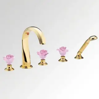 THG Rose Смеситель встраиваемый на борт ванны, 5 отв., цвет: золото