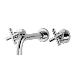 Fima Carlo Frattini Maxima F5321/5CR Смеситель для раковины настенный на 3 отверстия, донный клапан click-clack, внутренняя часть (F2230) в комплекте, цвет: хром