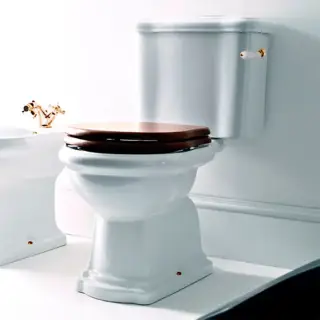 Kerasan Retro Унитаз 72х38.5см., моноблок, слив в стену, ручка смыва справа, цвет: белый/золото