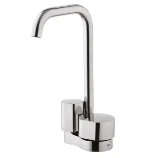 Carlo Frattini So Смеситель для раковины двухкомандный, на 1 отверстие, поворотный излив Ø 18 мм, донный клапан click-clack, цвет: хром