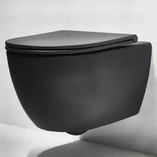 Simas Trevi Унитаз 56х37см., подвесной, безободковый, цвет: черный матовый
