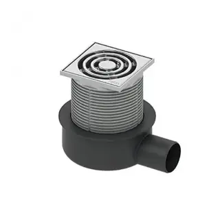 TECE Трап низкий горизонтальный с декоративной решеткой из нерж. стали S50, с отводом DN50