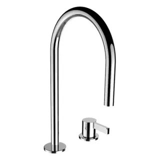 Laufen Kartell Смеситель для раковины на 2 отв, с донным клапаносм, поворотный излив 166 мм, цвет: хром