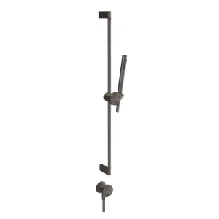 Gessi Origini Штанга в комплекте с душевой лейкой, шланг 150см и вывод воды, с вставкой, цвет: Black Metal Brushed PVD