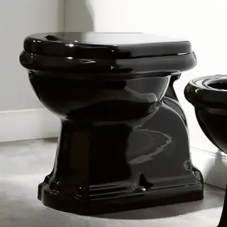 Kerasan Retro Унитаз 53х38.5см., приставной, слив в стену, цвет: черный глянцевый