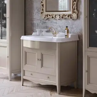 TW Veronica, База с раковиной Simas AR864bi*1 90x56см, с 1отв., 2 распашные дверки+1 выдв.ящик,  доводч. Blum, ручки: Riflesso бронза, напольная, цвет: TORTORA