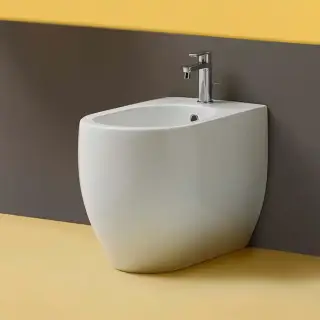 Kerasan Flo биде напольное приставное 56х37см, с 1 отв. под смеситель, с крепежом Wb5N в комплекте, цвет: белый