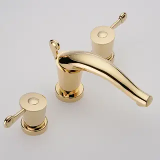 THG Bagatelle metal Смеситель для раковины на 3 отверстия, с донным клапаном, цвет: полированное золото