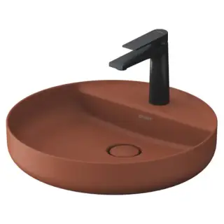 Duravit Vitrium Раковина накладная 46см., с 1 отв., круглая, из DuroCast UltraResist, без перелива, с полкой, цвет: матовая корица