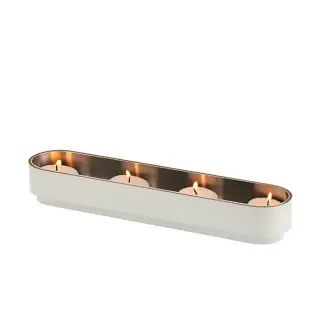 ADJ Подсвечник с набором свечей, 25.7х5хН4 см., цвет: белый/панна котта