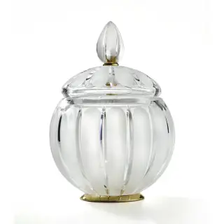 3SC Montblanc Баночка универсальная, D15хh20 см, с крышкой, настольная, цвет: прозрачный хрусталь/золото 24к. Lucido