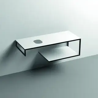 Kerasan Louise Металлическая структура для раковины 120см, подвесная, с полкой, с 1 отв., с полотенцедержателем, цвет: белый матовый