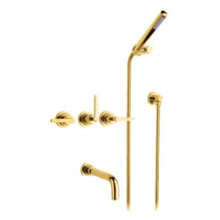 Nicolazzi Mac Kinley 05 Смеситель для ванны с 2мя ручками, встроенный, вкл. внутр часть + комплект руч. душа, цвет: золото