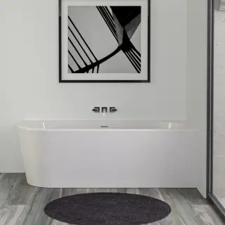 KNIEF Wall Corner L Ванна пристенная с монтажом в правый угол 180х80х60см, с щелевым переливом, со  слив-переливом, цвет: белый