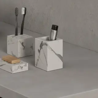 Dea Design Marble Стакан настольный, 8х8хh12см., из мрамора, цвет: Statuario White