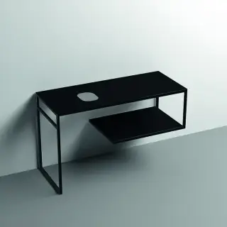 Kerasan Louise Металлическая структура для раковины 120х74см, напольная, с полкой, с 1 отв., с полотенцедержателем, цвет: черный матовый