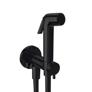 Almar Гигиенический душ со шлангом 120см., вывод с держателем и прогрессивный картридж, цвет: черный металл браш PVD