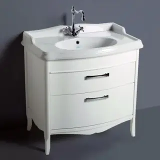 SIMAS Arcade Комплект мебели с двумя выдвижными ящиками, фурнитура хром с раковиной AR864, 90см, напольная, Цвет: белый