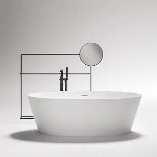 Gruppo Treesse Alma Ванна отдельностоящая 175х80х55 см, с сливом-переливом и сифоном, Solid Surface, цвет: белый глянцевый