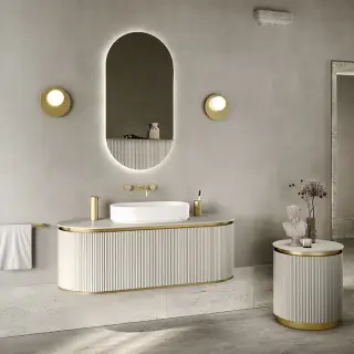 Oasis Naos Композиция №6 Комплект мебели 80х56xh45см, подвесной, мраморный топ, фурнитура латунь, зеркало, цвет: Corda elegance