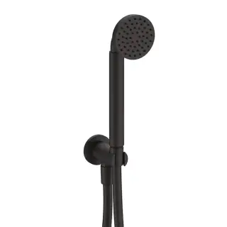 Fantini Icona Classic Душевой набор: ручная лейка со шлангом и держателем,круглая розетка, выпуск 1/2, цвет: Deep Black PVD