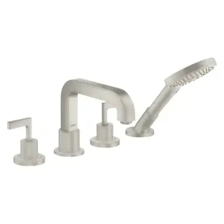 Axor Citterio Смеситель на борт ванны, на 4 отв., с ручкой: рычаг, с ручным душем, цвет: сталь