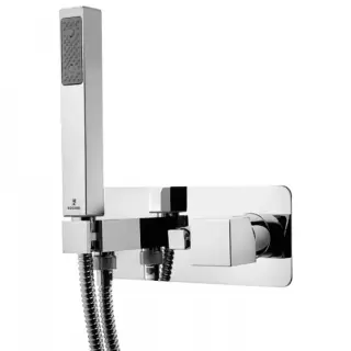 Bossini Cube Комплект: Смеситель для душа, встраиваемый, с девиатором на 2 выхода, ручной душ с держателем, подключение на 1/2