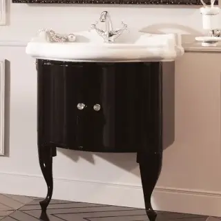 Kerasan Retro Комплект мебели 69см., подвесной, с ручкой кристалом (кольцо: хром), цвет: черный