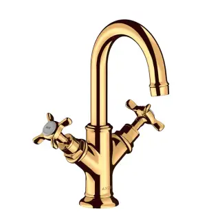 Axor Montreux Смеситель для раковины, на 1 отв., излив 117мм, с донным клапаном, цвет: полированное золото