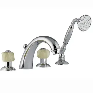 Nicolazzi Onice Смеситель на борт ванны, 4 отв., излив: 223 мм, с ручным душем, цвет:хром