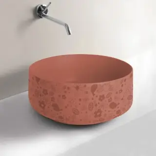 Artceram Cognac Раковина &Oslash;42 см, без отв., без перелива, на столешницу, цвет: Rosso corallo, декор: lol