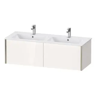 Duravit XViu Тумба подвесная 128x48x40см, с двойной раковиной, 2 ящика, цвет: белый глянцевый/champagne matt